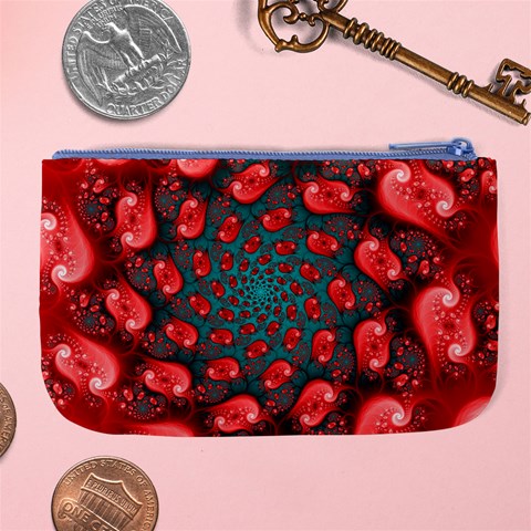 Fractal Red Spiral Abstract Art Large Coin Purse from ArtsNow.com Back