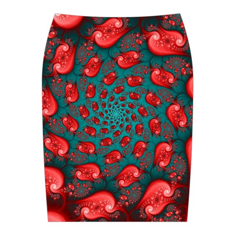 Fractal Red Spiral Abstract Art Midi Wrap Pencil Skirt from ArtsNow.com Back