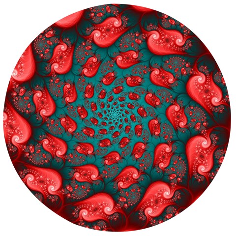 Fractal Red Spiral Abstract Art Wooden Bottle Opener (Round) from ArtsNow.com Front