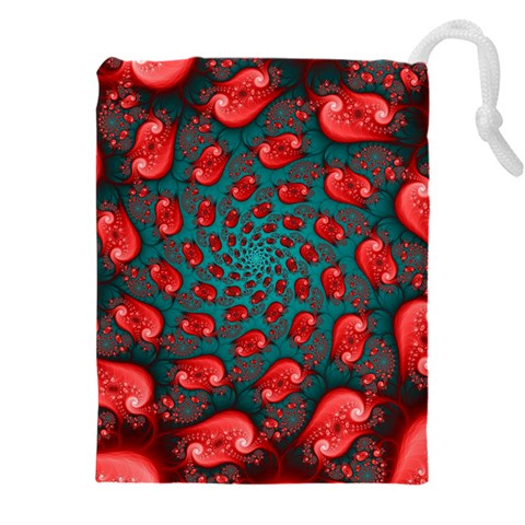 Fractal Red Spiral Abstract Art Drawstring Pouch (4XL) from ArtsNow.com Front