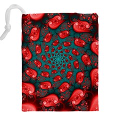 Fractal Red Spiral Abstract Art Drawstring Pouch (4XL) from ArtsNow.com Back