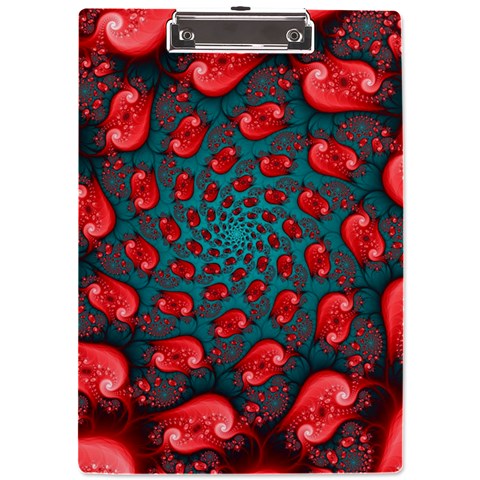 Fractal Red Spiral Abstract Art A4 Acrylic Clipboard from ArtsNow.com Front