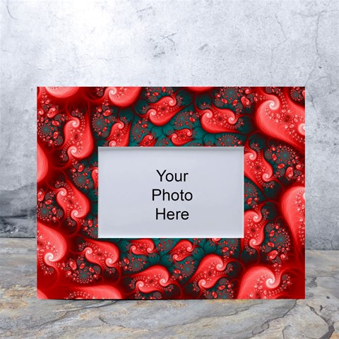 Fractal Red Spiral Abstract Art White Tabletop Photo Frame 4 x6  from ArtsNow.com Front