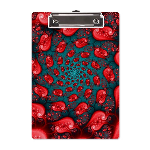 Fractal Red Spiral Abstract Art A5 Acrylic Clipboard from ArtsNow.com Front