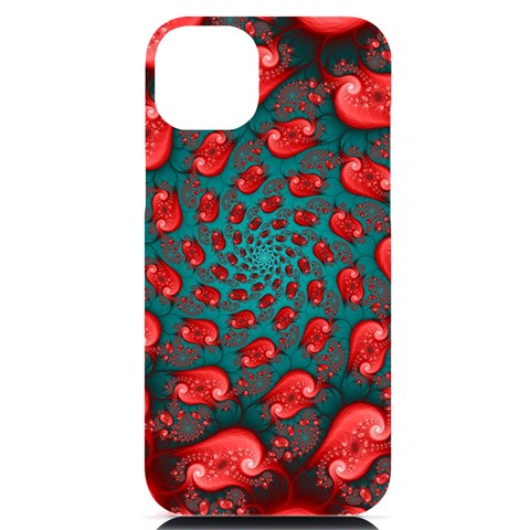 Fractal Red Spiral Abstract Art iPhone 14 Plus Black UV Print Case from ArtsNow.com Front