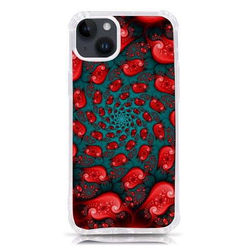 Fractal Red Spiral Abstract Art iPhone 14 Plus TPU UV Print Case from ArtsNow.com Front
