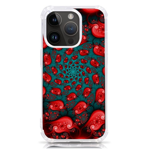 Fractal Red Spiral Abstract Art iPhone 14 Pro TPU UV Print Case from ArtsNow.com Front
