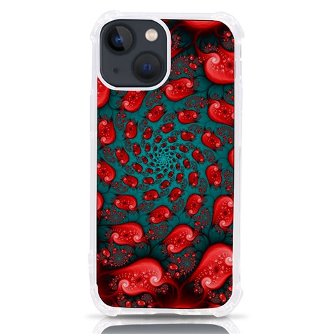 Fractal Red Spiral Abstract Art iPhone 13 mini TPU UV Print Case from ArtsNow.com Front