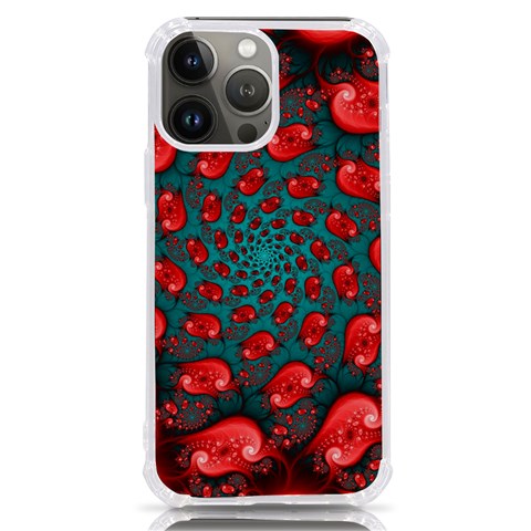 Fractal Red Spiral Abstract Art iPhone 13 Pro Max TPU UV Print Case from ArtsNow.com Front