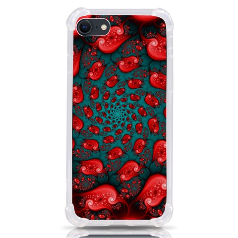 Fractal Red Spiral Abstract Art iPhone SE from ArtsNow.com Front