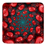 Fractal Red Spiral Abstract Art Square Glass Fridge Magnet (4 pack)