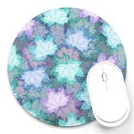 Leaves Glitter Background Winter Round Mousepad