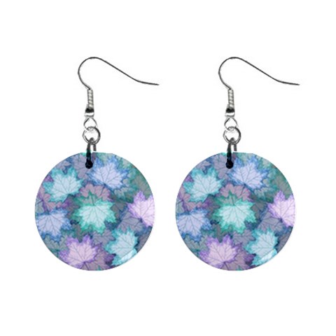Leaves Glitter Background Winter Mini Button Earrings from ArtsNow.com Front
