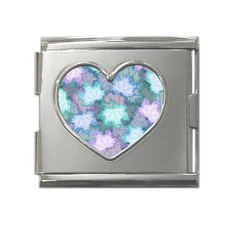 Leaves Glitter Background Winter Mega Link Heart Italian Charm (18mm) from ArtsNow.com Front