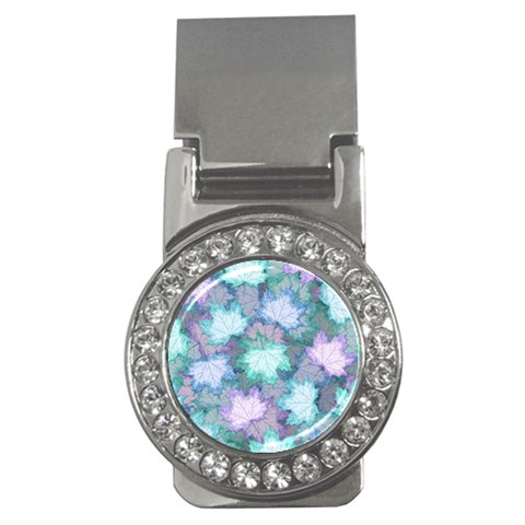 Leaves Glitter Background Winter Money Clips (CZ)  from ArtsNow.com Front