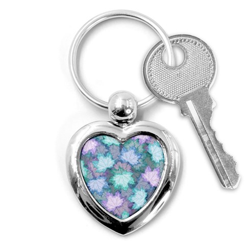Leaves Glitter Background Winter Key Chain (Heart) from ArtsNow.com Front