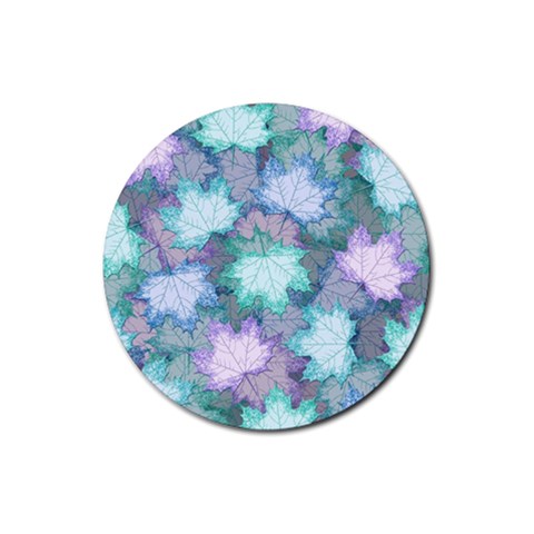 Leaves Glitter Background Winter Rubber Round Coaster (4 pack) from ArtsNow.com Front