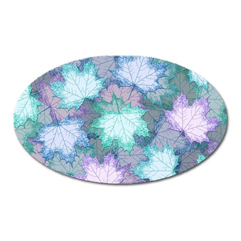 Leaves Glitter Background Winter Oval Magnet from ArtsNow.com Front