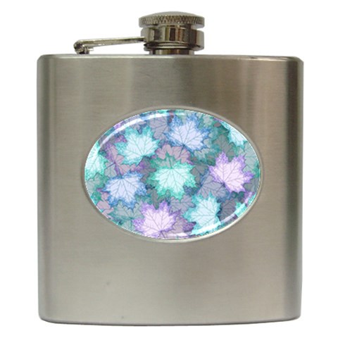 Leaves Glitter Background Winter Hip Flask (6 oz) from ArtsNow.com Front