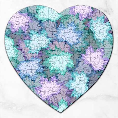 Leaves Glitter Background Winter Jigsaw Puzzle (Heart) from ArtsNow.com Front