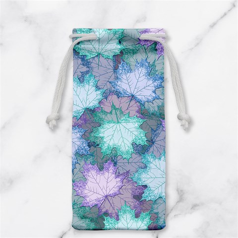 Leaves Glitter Background Winter Jewelry Bag from ArtsNow.com Front