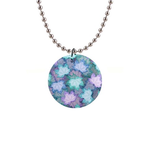 Leaves Glitter Background Winter 1  Button Necklace from ArtsNow.com Front