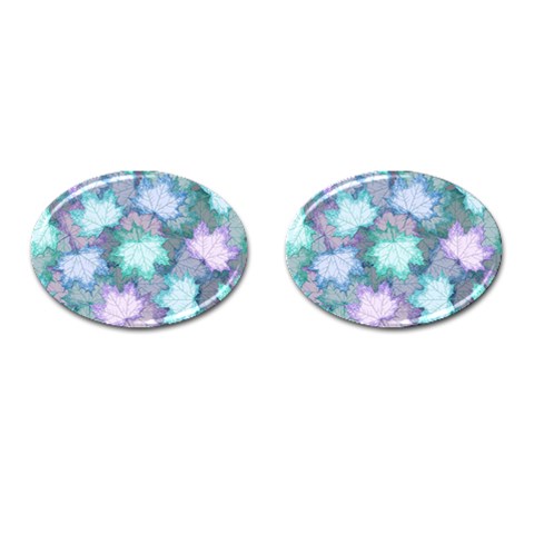 Leaves Glitter Background Winter Cufflinks (Oval) from ArtsNow.com Front(Pair)