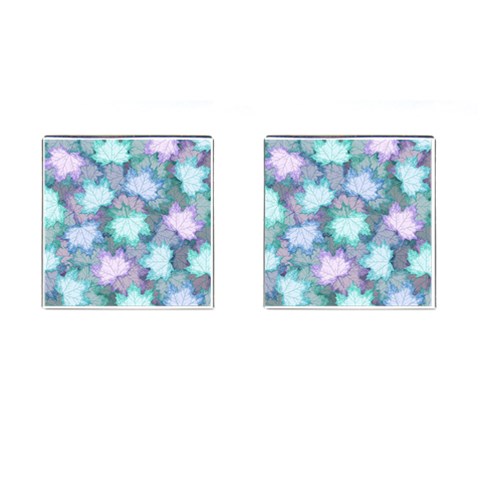 Leaves Glitter Background Winter Cufflinks (Square) from ArtsNow.com Front(Pair)