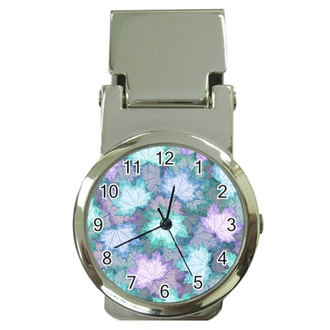 Leaves Glitter Background Winter Money Clip Watches from ArtsNow.com Front