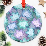 Leaves Glitter Background Winter Round Ornament (Two Sides)