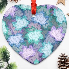 Leaves Glitter Background Winter Heart Ornament (Two Sides) from ArtsNow.com Back