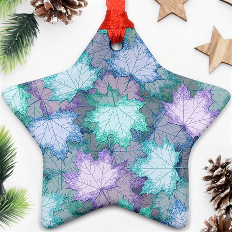 Leaves Glitter Background Winter Star Ornament (Two Sides) from ArtsNow.com Front