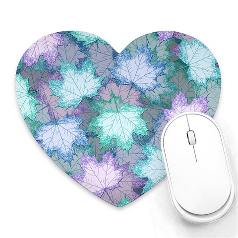 Leaves Glitter Background Winter Heart Mousepad from ArtsNow.com Front