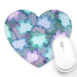 Leaves Glitter Background Winter Heart Mousepad