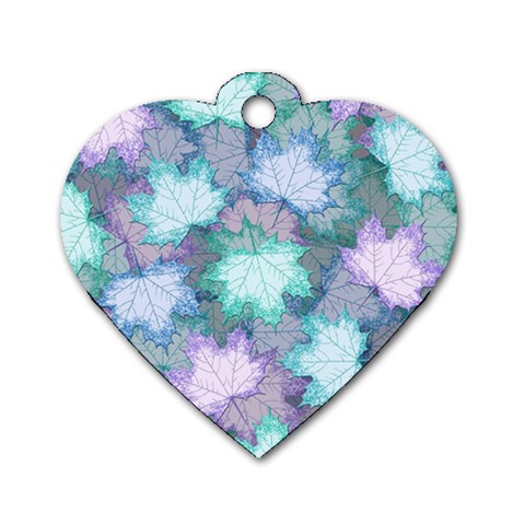 Leaves Glitter Background Winter Dog Tag Heart (One Side) from ArtsNow.com Front