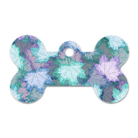Leaves Glitter Background Winter Dog Tag Bone (One Side) from ArtsNow.com Front