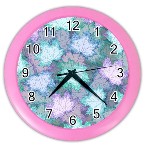 Leaves Glitter Background Winter Color Wall Clock from ArtsNow.com Front