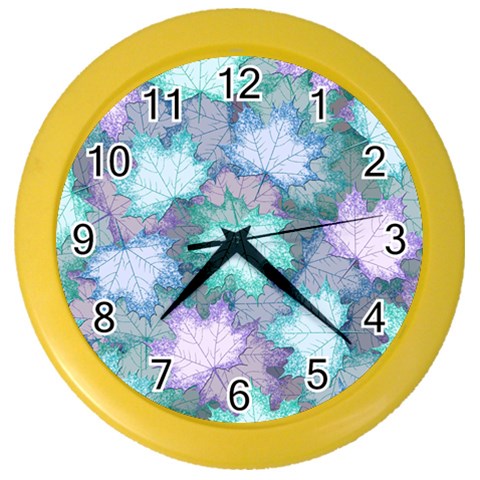 Leaves Glitter Background Winter Color Wall Clock from ArtsNow.com Front