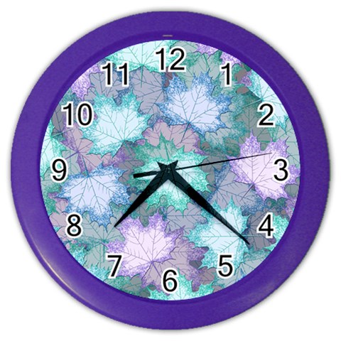 Leaves Glitter Background Winter Color Wall Clock from ArtsNow.com Front