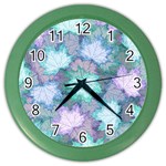 Leaves Glitter Background Winter Color Wall Clock