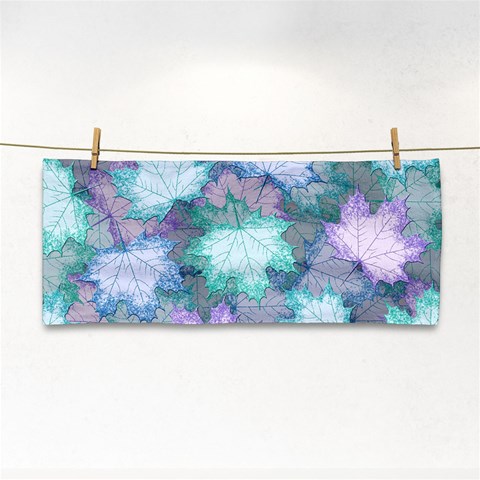 Leaves Glitter Background Winter Hand Towel from ArtsNow.com Front