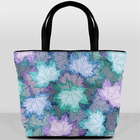Leaves Glitter Background Winter Bucket Bag from ArtsNow.com Front