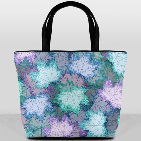 Leaves Glitter Background Winter Bucket Bag from ArtsNow.com Back