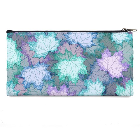 Leaves Glitter Background Winter Pencil Case from ArtsNow.com Back