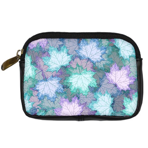 Leaves Glitter Background Winter Digital Camera Leather Case from ArtsNow.com Front
