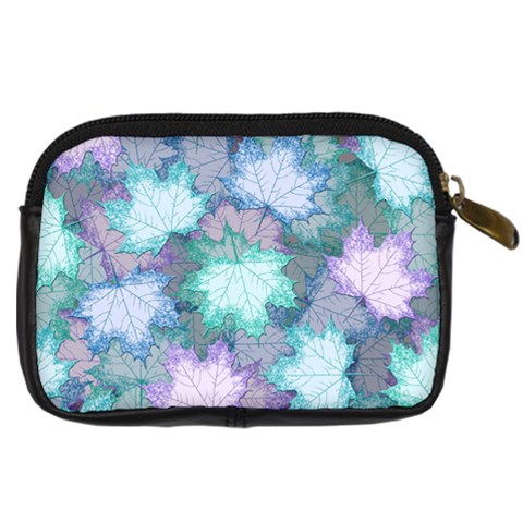 Leaves Glitter Background Winter Digital Camera Leather Case from ArtsNow.com Back