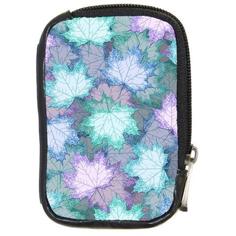 Leaves Glitter Background Winter Compact Camera Leather Case from ArtsNow.com Front