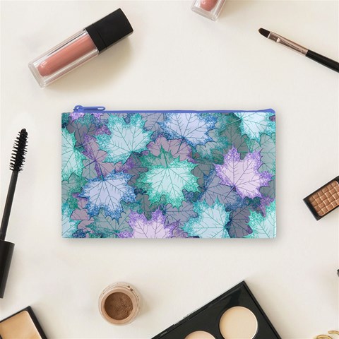 Leaves Glitter Background Winter Cosmetic Bag (Small) from ArtsNow.com Front