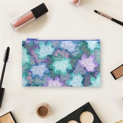 Leaves Glitter Background Winter Cosmetic Bag (Small) from ArtsNow.com Front