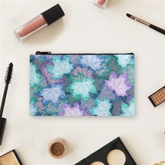 Leaves Glitter Background Winter Cosmetic Bag (Small) from ArtsNow.com Front